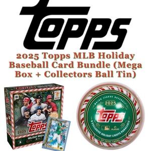 2025 Topps MLB Holiday Baseball Card Bundle (Mega Box + Collectors Ball Tin)